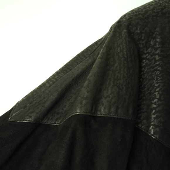 VTG 80s Black Suede Leather women's 6 Jacket big shoulders snap closure vintage - Picture 5 of 10